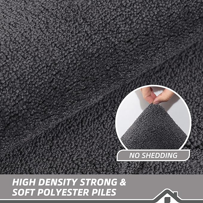 BEQHAUSE Door Mat 32" x 48", Non-Slip Door Mats Indoor Entryway Rugs Washable Low-Profile Absorbent and Stain Resist Floor Mats, Dog Door Mat for Front Back Door, Muddy Wet Shoes & Paws, Dark Grey