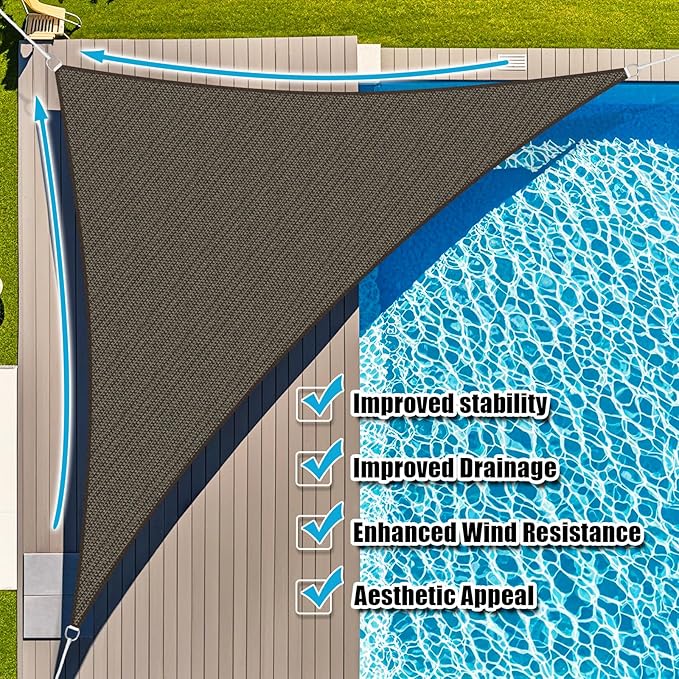 Amagenix Sun Shade Sail 18'X18'X18' Curved Edge Outdoor Shade Canopy Mocha Breathable 95% UV Block Shade Cloth for Patio Garden Backyard (We Make Custom Size)