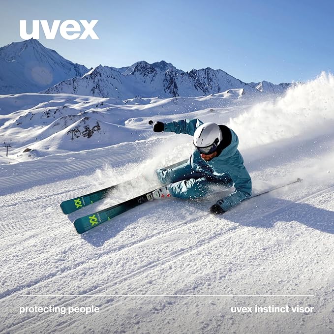 uvex Instinct Visor - Adjustable ski & Snowboard Helmet with Integrated Visor for Women & Men - White-Black Matte - Extra Large