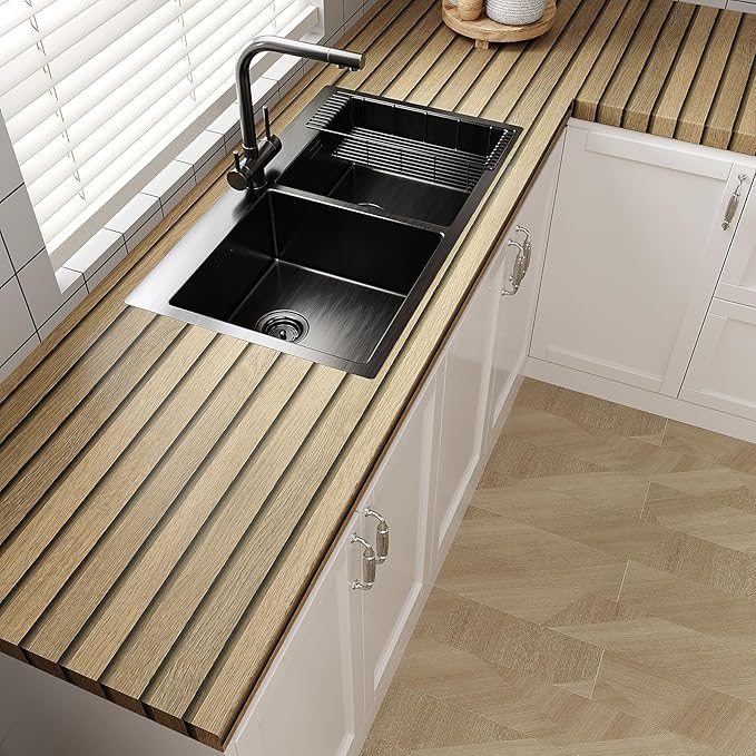 VEELIKE Slat Wood Contact Paper Wood Peel and Stick Wallpaper
