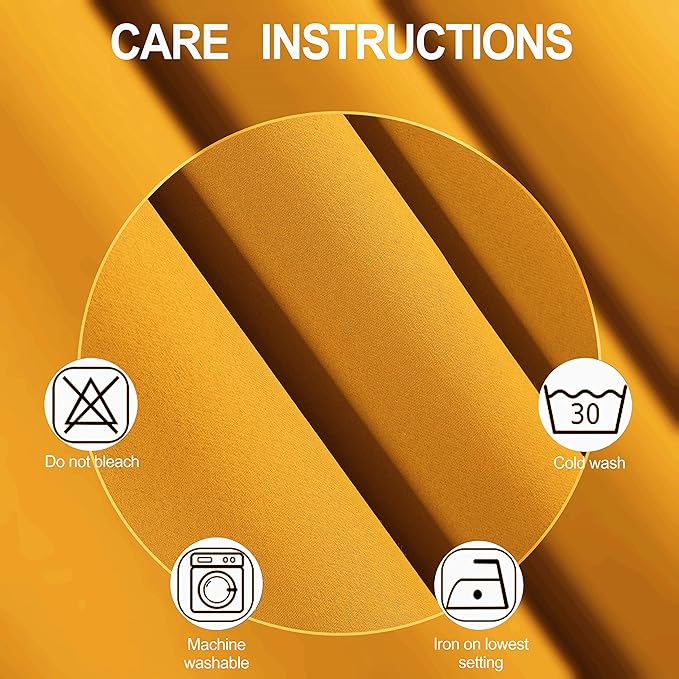LEMOMO Yellow Blackout Curtains 34 x 84 Inches Long/Set of 2 Curtain