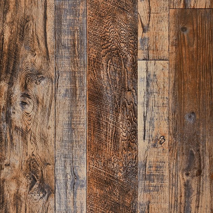 WENMER 17.71" x 78.7" Brown Wood Peel and Stick Wallpaper Shiplap Self Adhesive