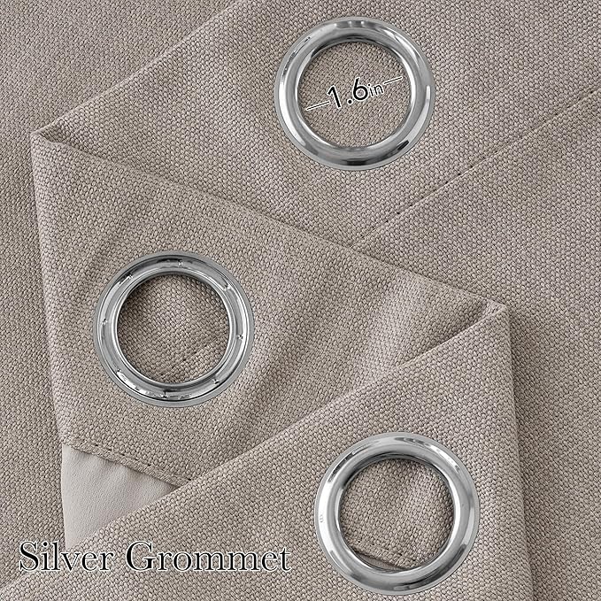 NICETOWN Short Faux Linen Angora Blackout Curtains 63 inches Long