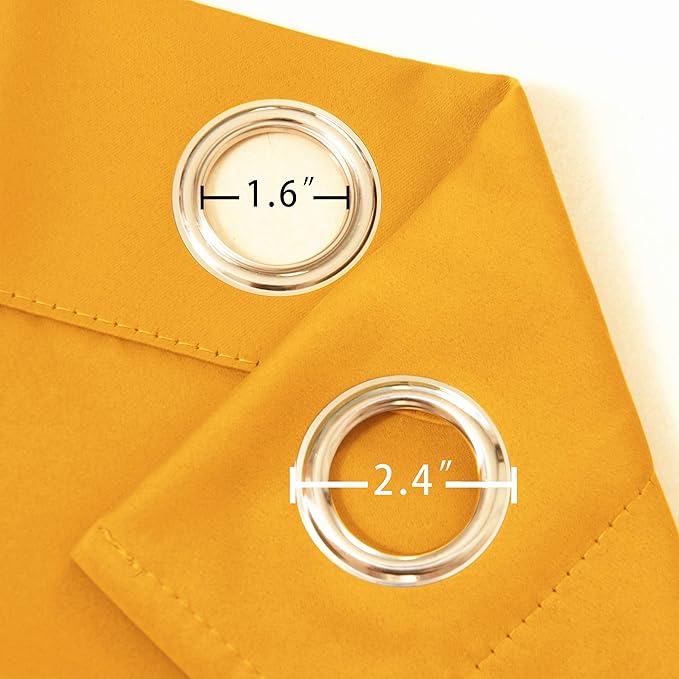 LEMOMO Yellow Blackout Curtains 34 x 54 Inch Length/Set of 2 Curtain