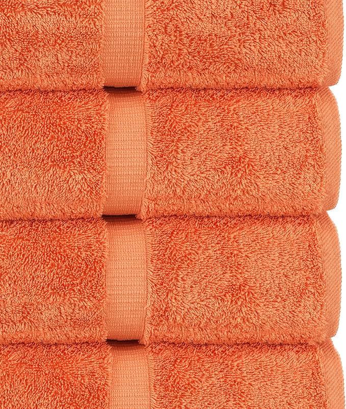 Chakir Turkish Linens | Hotel & Spa Quality 100% Cotton Premium Turkish Towels | Soft & Absorbent (4-Piece Bath Towels, Coral)