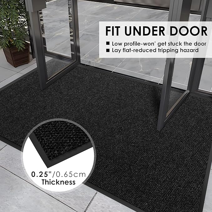 2′ x 6′ Front Door Mat Indoor Outdoor Entrance, Commercial Floor Mat Heavy Duty Dirt Trapper Entryway Doormat, Custom Size Non Slip Rubber Backing Welcome mat, Door Mat for High Traffic Area