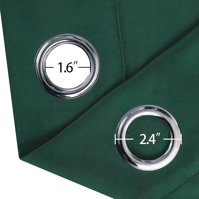 LEMOMO Dark Green Blackout Curtains/42 x 84 Inch/Set of Two Panels Grommet