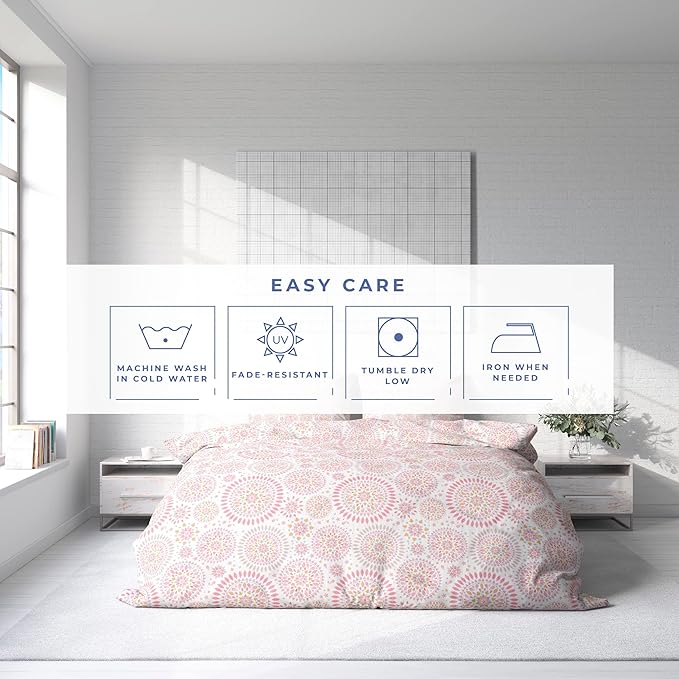 Kotton Culture 3 Pc King Size Duvet Cover Set- 100% Egyptian Cotton Sateen 600 Thread Count Ultra Soft Premium Durable Comforter Cover Zipper Closure & Corner Ties (Mandala, King 102"x94")