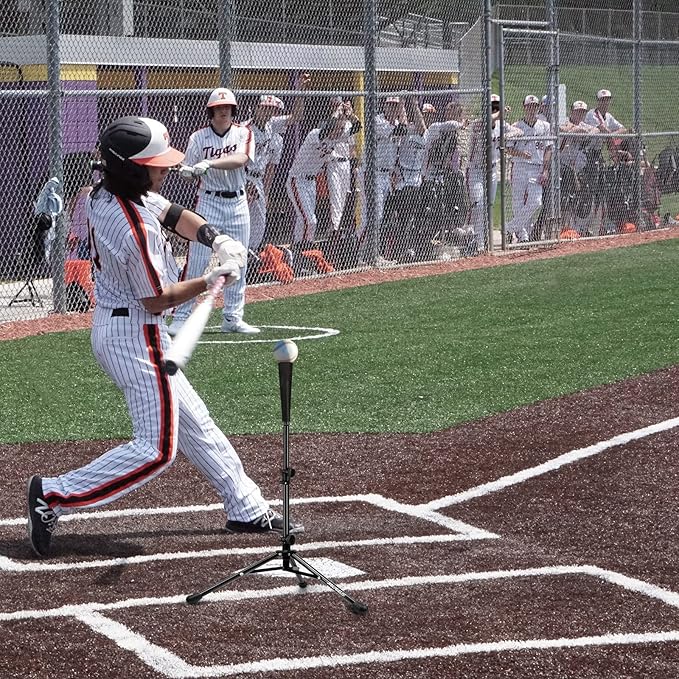 Baseball Tee Batting Tee Softball Tee Portable Travel Hitting Tee,Easy Adjustable Height,Stable Tripod Stand