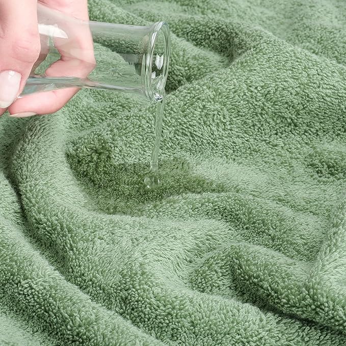 Cotton Paradise 6 Piece Towel Set 100% Cotton Soft Absorbent Turkish Towels for Bathroom 2 Bath Towels 2 Hand Towels 2 Washcloths Sage Green Towel Set