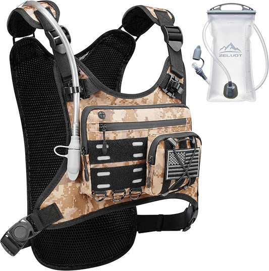 Running Vest with 2L Water Bladder, USA Original Patent, Lightweight Adjustable Chest Pack with Gear Holder, Reflective Running Hydration Vest for Women Men for Marathon
