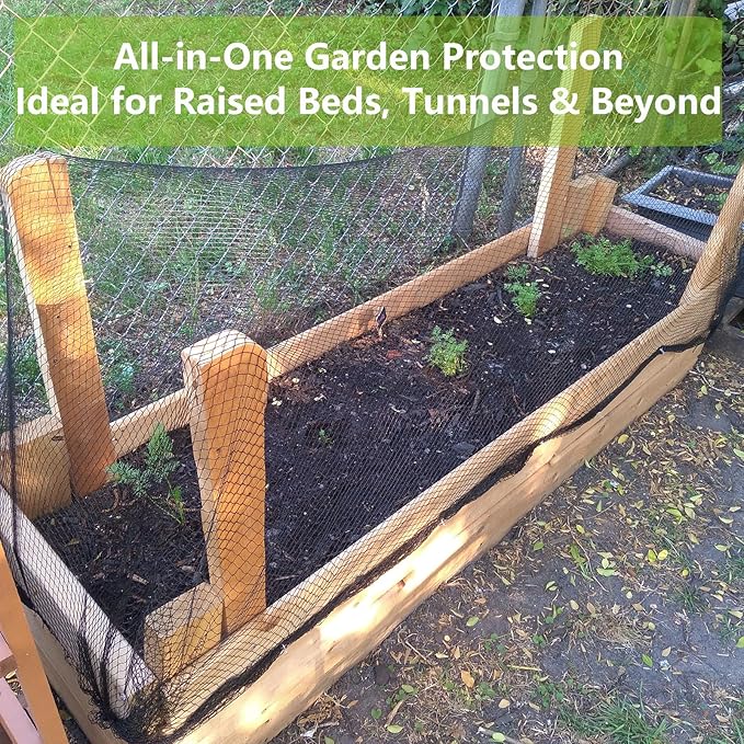 15x15ft Bird Netting, 1/2 inch Mesh, Heavy Duty Garden Netting for Fruit Trees, Blueberry Bushes, Vegetables, Extra Strong Woven Mesh Against Birds, Deer, Squirrels, Poultry and Other Animals