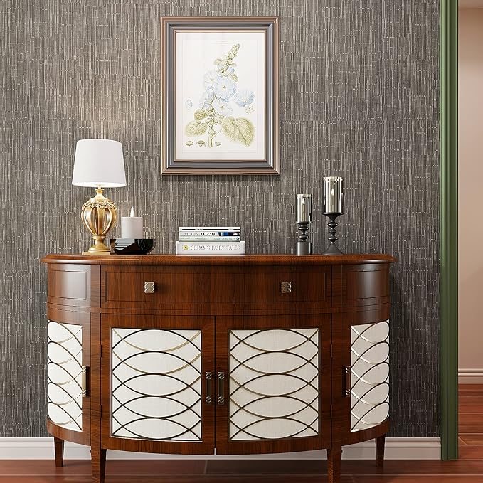 VEELIKE Truffle Brown Grasscloth Peel and Stick Wallpaper Faux Woven Grasscloth