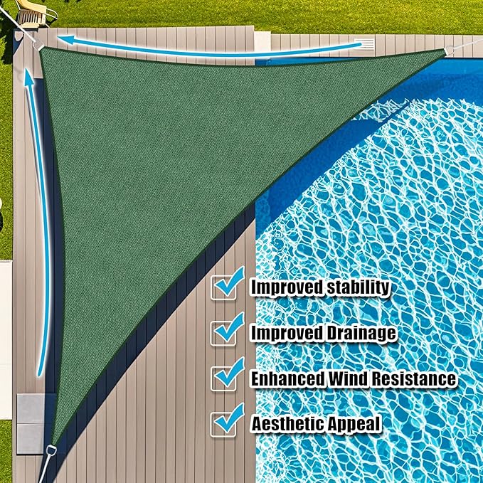 Amagenix Sun Shade Sail 6X7X9.2 Curved Edge Outdoor Shade Canopy Dark Green Breathable 95% UV Block Shade Cloth for Patio Garden Backyard (We Make Custom Size)