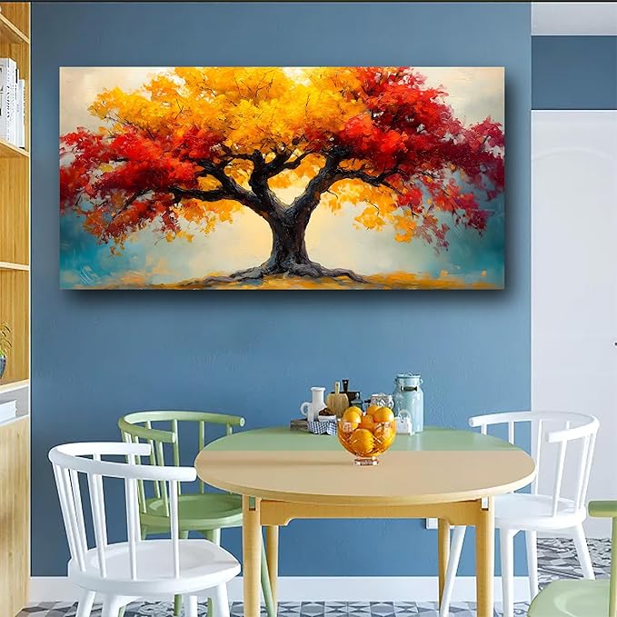 Abstract Wall Art Canvas Print Tree of Life Painting Bathroom Decor Paintings Modern Style Living Room Bedroom Office Home Kitchen Decor Nature Landscape Artwork Wooden Frame 20x40 inches