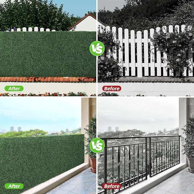 Luyue 24PCS 20”×20” Boxwood Panels, Artificial Grass Wall Panels Fake Greenery