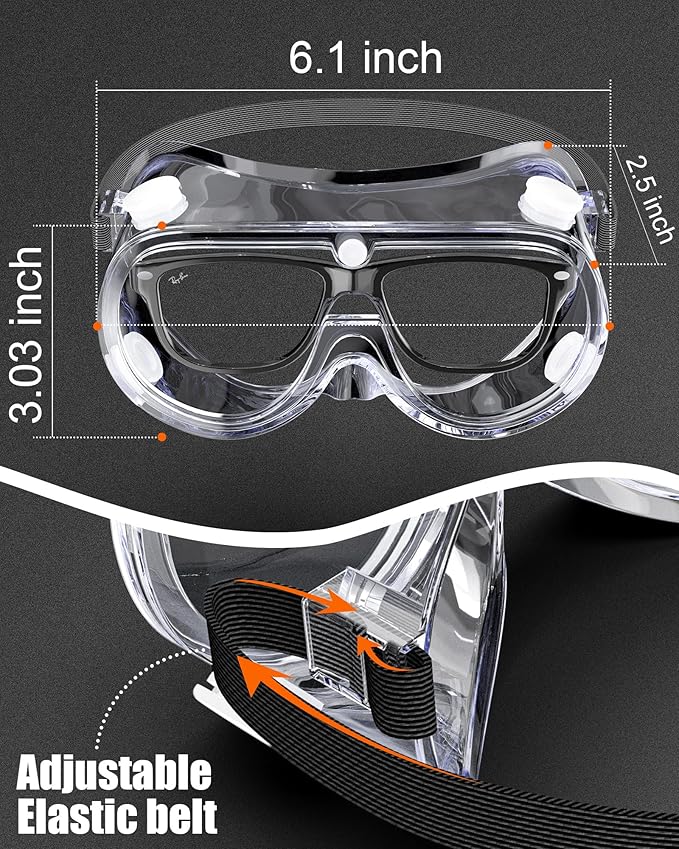 Anti-Fog Indirectly Vented Lab Safety Goggles Over Glasses