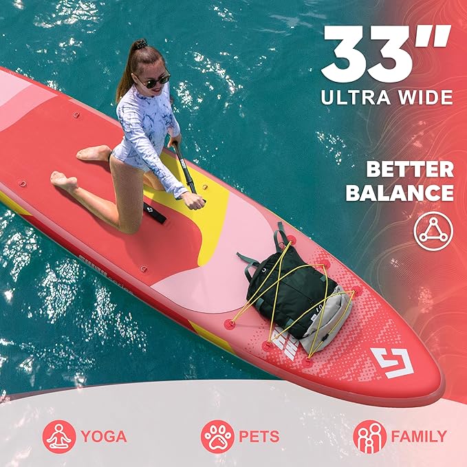 Starcity 11'*34"*6" Blow Up Paddle Board, Inflatable Paddle Board,Paddle Board,Spacious and Stable, Anti Slip and Easy to Operate, Large Size Suitable for Single Person/Family/Pet Use.