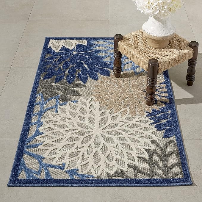 Nourison Aloha 2'8" x 4' Blue/Multicolor Outdoor Indoor/Outdoor Rug