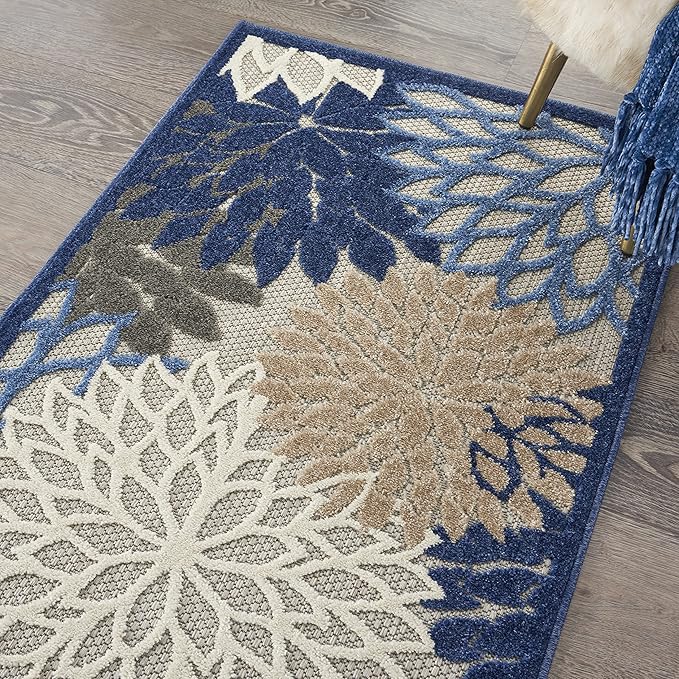 Nourison Aloha 2'8" x 4' Blue/Multicolor Outdoor Indoor/Outdoor Rug