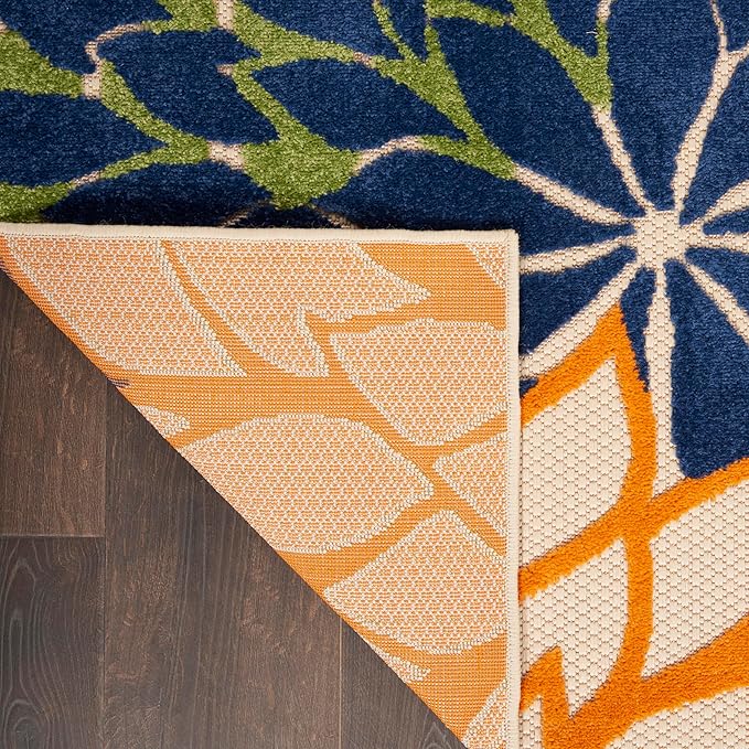 Nourison Aloha Indoor/Outdoor Multicolor 6' x 9' Area Rug, Easy Cleaning, Non Shedding, Bed Room, Living Room, Dining Room, Deck, Backyard, Patio (6x9)