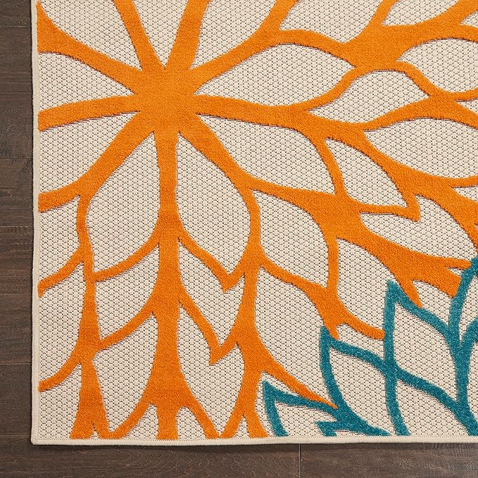 Nourison Home Aloha 5' x Square Green Fabric Tropical Area Rug (5' Square)